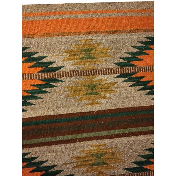 Native American Southwestern Style Wool Rug Handwoven Wall Hanging 61x28 - Picture 6 of 16